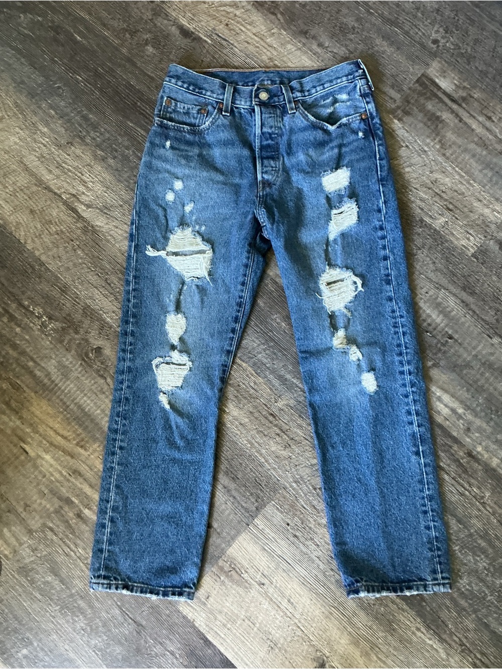 Levi's 501 Distressed Ankle Crop Jeans